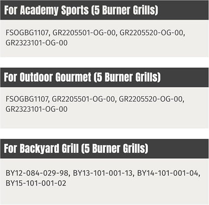 SHINESTAR Grill Heat Plates Replacement Parts for Academy Sports (FSOGBG1107), Backyard Grill (BY12-084-029-98, GBC1255W), Outdoor Gourmet （FSOGBG1107, 15" x 3-13/16", 5-Pack, for 5-Burner Grills