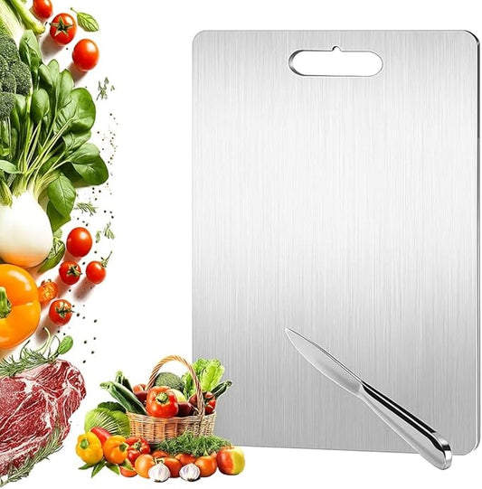 Titanium Cutting Board 13.4x9 Inch – 100% Pure Titanium Kitchen Board, Non-Slip Surface, Dishwasher Safe, Scratch Resistant, Lightweight, Chef Cutting Board for Meat, Vegetables, Fruits, Easy Clean