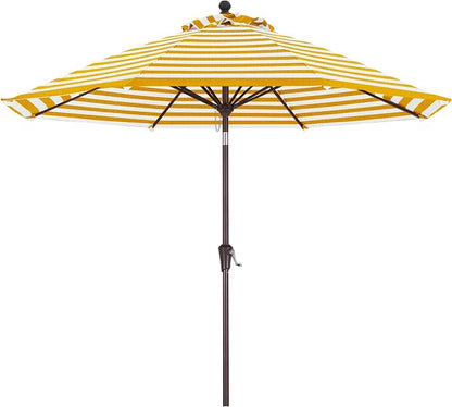 ABCCANPOY 9Ft Outdoor Patio Umbrella, Gold Stripe | Fade & UV Resistant Fabric,8 Fiberglass Ribs，Wind Vent，Crank Lift & Tilt,Outdoor Table Umbrella for Deck,Backyard,Yard