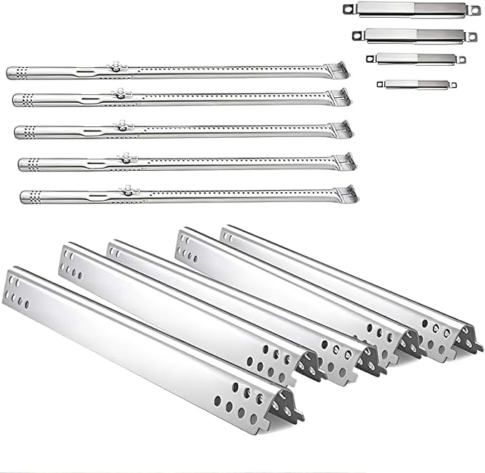 Grill Parts Kit for Char-Broil Performance 5 Burner, Stainless Steel | 5 Burners + 5 Heat Plates + 4 Crossover Tubes, Fits Char-Broil 463347519, 463243518, 463275717, Rust-proof, Even Heat