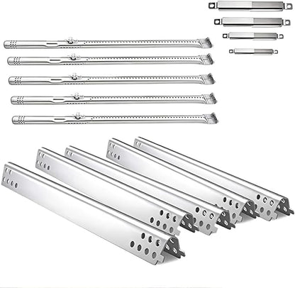 Grill Parts Kit for Char-Broil Performance 5 Burner, Stainless Steel | 5 Burners + 5 Heat Plates + 4 Crossover Tubes, Fits Char-Broil 463347519, 463243518, 463275717, Rust-proof, Even Heat