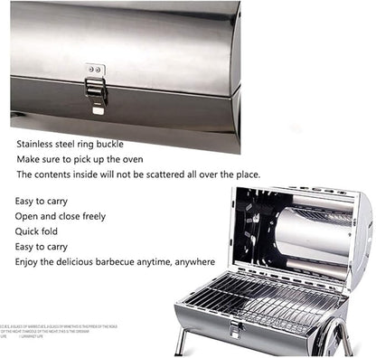 Camping Barbecue Grill Stainless Steel Foldable BBQ Grill with Handle Lightweight Charcoal Grill Stove for Camping Picnic Outdoor Barbecue Charcoal Grill
