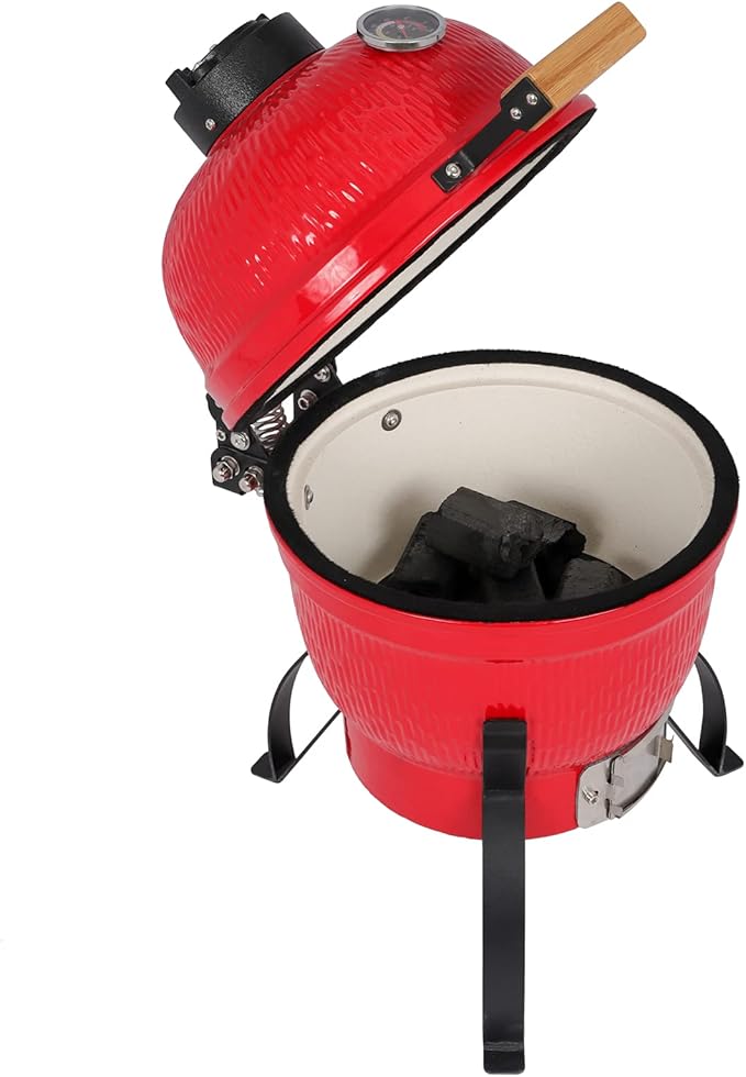 Ceramic Grill, 13" Round Charcoal Grill, Portable Barbecue Grill for Variations on Cooking Methods,Portable Charcoal Grill for Outdoor Grilling - Barbeque Grill for Outdoor Picnic 46 x 46 x 56CM