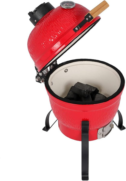 Ceramic Grill, 13" Round Charcoal Grill, Portable Barbecue Grill, Portable Charcoal Grill for Outdoor, Barbecue Grill, Outdoor BBQ Grill For Patio Barbecue Cooking