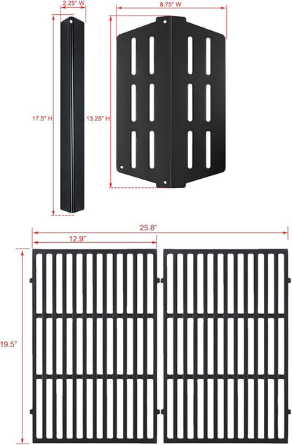 Genesis E310 Grill Replacement Parts 7621 Flavorizer Bars Parts 7524 Grill Grates 65505 Heat Deflector Weber Genesis E-330 E-310 S-330 EP-330 Grill Parts 7620 Flavor Bars Cooking Grates Replacement