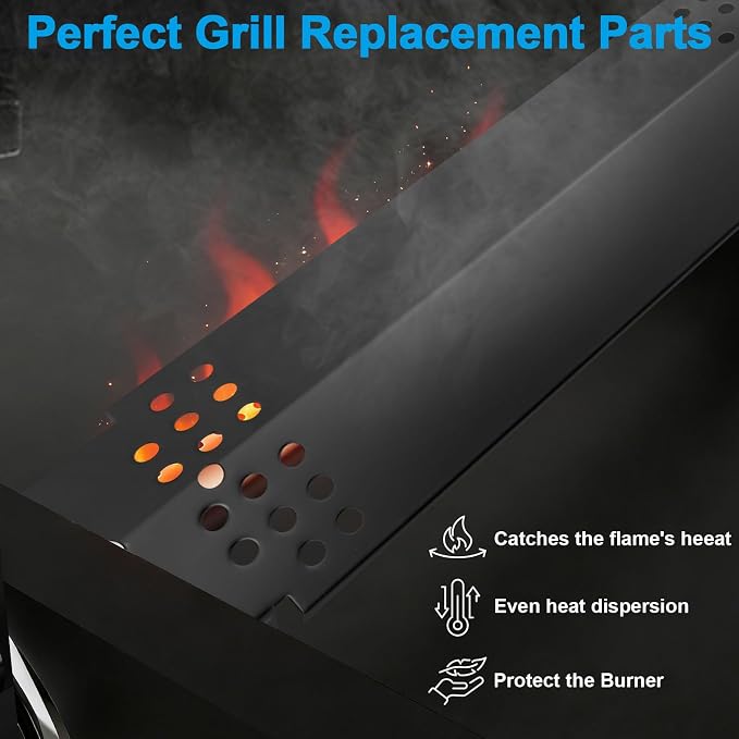Set of 5 Grill Heat Plates and 5 Burner Tubes with Igniter Electrode Replacement Parts for Nexgrill 5 Burner 720-0888 720-0888N 720-0882S Grill Replacement Parts for Nexgrill Gas Series
