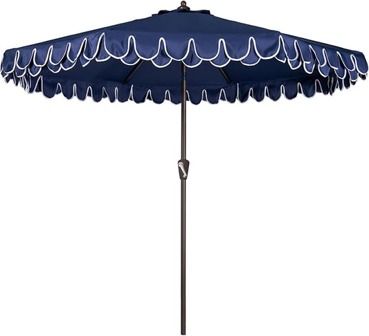 9Ft Elegant Valance Patio Umbrella, Outdoor Umbrellas for Patio with Auto-Tilt and Crank Systerm, Table Umbrella for Outdoors, Poolside,Beach, Backyard