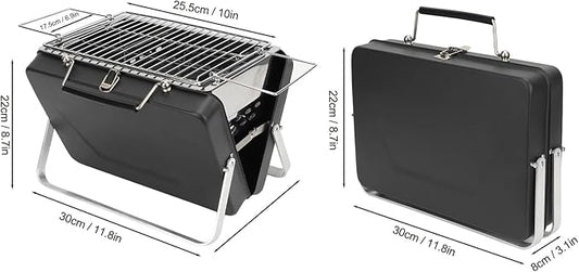 Alomejor Portable Charcoal BBQ Grill Folding Notebook Grill Wire Meshes Tools for Camping Outdoor Cooking Backyard Picnic