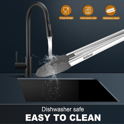 Tongs For Cooking - Silicone Metal Kitchen Tong 7" 9" & 12" Grey | 600°F Heat Resistant Silicone Tong, All Metal handle Locking Tongs with Silicone Tips, Heavy Duty Stainless steel