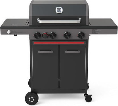Brand-Man 4 Burner Propane Gas Grill with Infrared Side Burner, 52,000 BTU Total BBQ Grill with Porcelain-Enameled Cast Iron Diamond-Pattern Grates & Griddle for Outdoor Barbecue Grilling