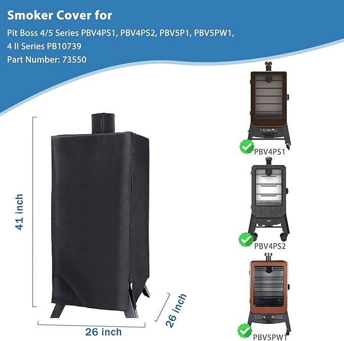 Vertical Pellet Smoker Cover for Pit Boss 4/5 Series, PBV4PS1, PBV4PS2, PBV5P1, PBV5PW1, 4 II Series PB10739, Heavy Duty 600D Waterpoorf Outdoor BBQ 73550 Grill Cover for Pro Series 4 Smokers