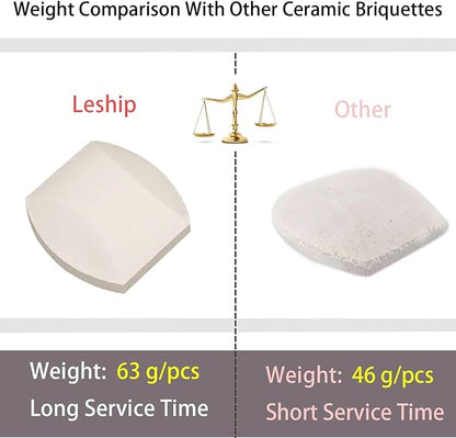 Leship Ceramic Briquettes Replacement for Turbo, Nexgrill Gas Grills, Gas Grill Briquettes Replacement for Lava Rocks, 50-Piece, 2 x 2 inches