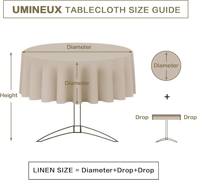 UMINEUX 60" Outdoor Round Tablecloth with Umbrella Hole and Zipper | Spring/Summer Waterproof Round Patio Table Cover for Picnic/BBQ/Garden, Khaki Moroccan