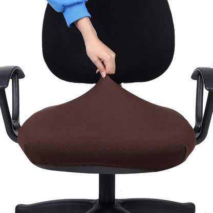 Smiry Office Computer Chair Seat Covers for Desk, Anti-dust Protector | Stretch Jacquard Removable Washable Desk Chair Seat Cushion Protectors, Chocolate