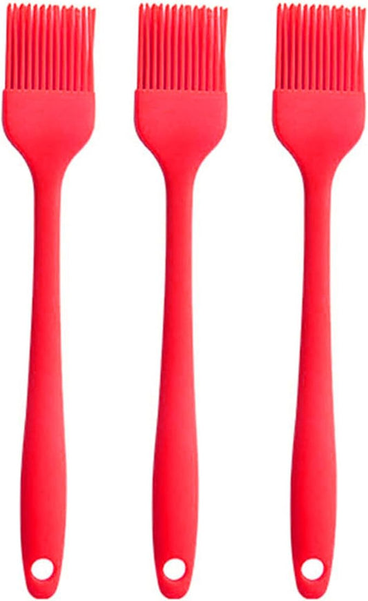 Silicone Oil brush, for BBQ Kitchen Cooking Baking and Grilling (3 PCS,red)