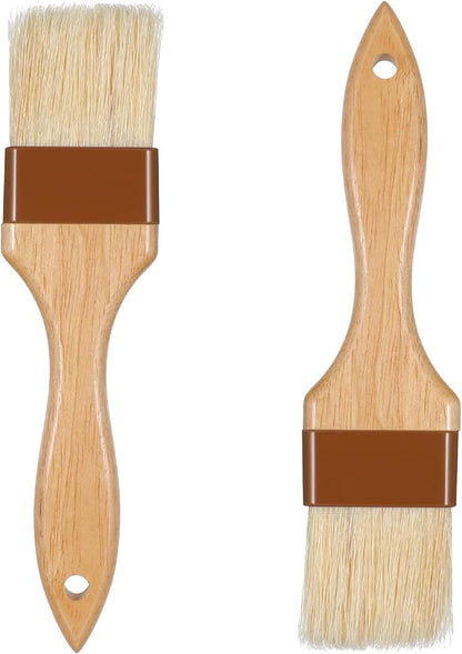 2 Pack Pastry Brushes, Natural Bristle Basting Brush for Baking Cooking, Wooden Handle Oil Brush for Butter Egg Wash Sauce Marinade for Kitchen Baking Tools
