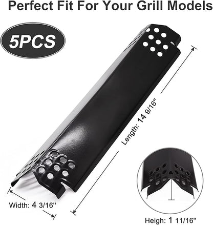 Criditpid Heat Plates Replacement Parts for Nexgrill 5 Burner 720-0888 720-0888N 720-0882A 720-0882S, 4 Burner 720-0830H Gas Grill, Burner Cover Flame Tamer Heat Shield for Home Depot Nexgrill Parts