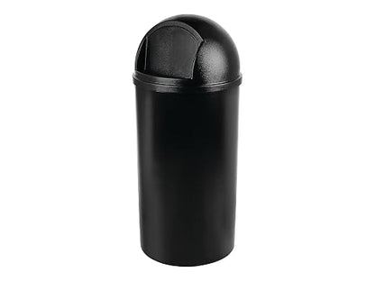 Rubbermaid Commercial Products Marshal Domed Round Trash Can 25-Gallon Black Indoor/Outdoor Garbage Container for Parks/College Campus/Outdoor Shopping Mall/Restroom/Restaurant/School