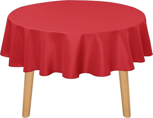 DWCN Round Tablecloth 60 Inch - Waterproof & Stain Resistant Spillproof Washable Polyester Fabric for Dining Room Kitchen, Dining, Party, Weddings and Restaurants, Red