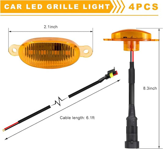 5 PCS Car LED Grille Lights, Waterproof Front Grille Running Lights with Wiring Harness, LED Grill Running Lamp Decorative Light for 2017-2019 F150 Raptor (Yellow & Yellow, 4 PCS)