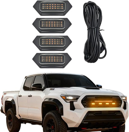 LED Grille Lights Fit for Toyota Tacoma 2024 2025 Trailhunter and TRD PRO, Amber Grille Light Strips, IP68 Waterproof Seal, Non-Destructive Installation, Off-Road Marker Light Kit, Car Accessories