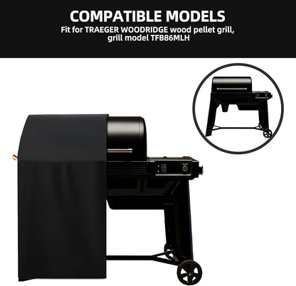 Waterproof Grill Cover for Traeger Woodridge Wood Pellet Smoker, 600D UV Resistant & Rip-Proof Smoker Fabric, Full-Length All Weather Outdoor Accessories Bac761 (Cover Only)