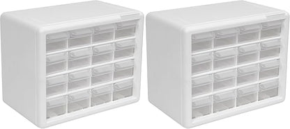 Akro-Mils 16-Drawer Plastic Drawer Storage Cabinet for Garage Organization, Beads, Makeup Organizer, Building Bricks Storage, Teacher Toolbox, 10-1/2-Inch W x 6-1/2-Inch D x 8-1/2-Inch H, 10116 White