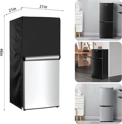 Mini Refrigerator Cover 21''W x 21''D x 46''H,Suitable for 4.0-4.5 Cu.Ft Mini Fridge/Small Refrigerator, 600D Oxford Washable, Reusable, Front can be opened, Black