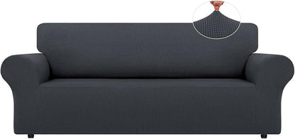 LURKA Stretch Oversized Sofa Slipcovers 1 Piece Couch Covers for 3 Cushion Couch Sofa Furniture Protector Full Sofa Covers with Elastic Bottom for Kids and Pet (X-Large, Dark Grey)
