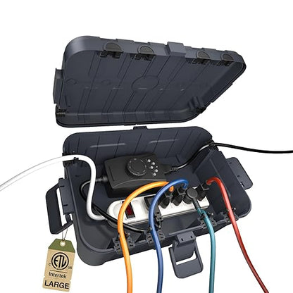 Flemoon Large Outdoor Electrical Box (12.5 x 8.5 x 5 inch), IP54 Waterproof Outdoor Extension Cord Cover Weatherproof, Protect Outlet, Plug, Socket, Timer, Power Strip, Holiday Light Decoration,Gray