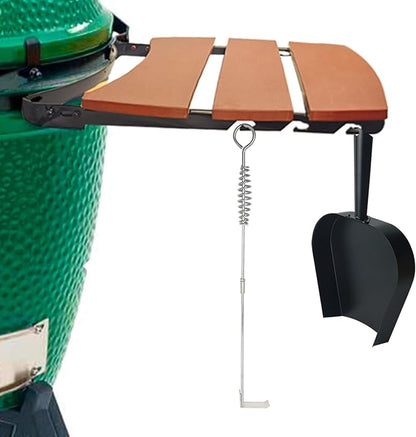 18” BBQ Ash Removal Tool and Ash Pan for Big Green Egg Accessories, Stainless Steel Ash Tool Poker for BGE Primo and Other Charcoal Kamado Stove(AT+AP)