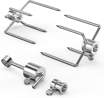 Onlyfire 6006 Grill Replacement Rotisserie Meat Forks(1-Pair) Kit with Spit Counter Balance and Bushing - Fits 1/2" Hexagon & 3/8" and 5/16" Square Spit Rods