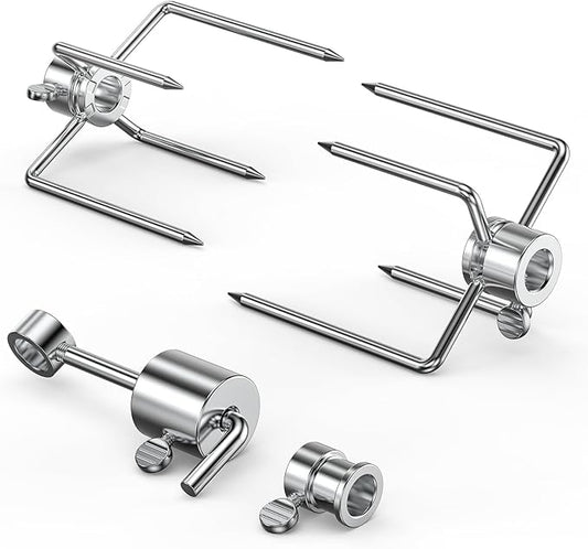 Onlyfire 6006 Grill Replacement Rotisserie Meat Forks(1-Pair) Kit with Spit Counter Balance and Bushing - Fits 1/2" Hexagon & 3/8" and 5/16" Square Spit Rods