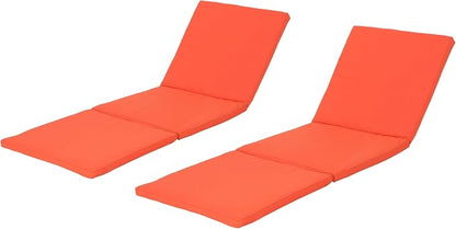 Christopher Knight Home Jamaica Outdoor Water Resistant Chaise Lounge Cushions, 2-Pcs Set, Orange