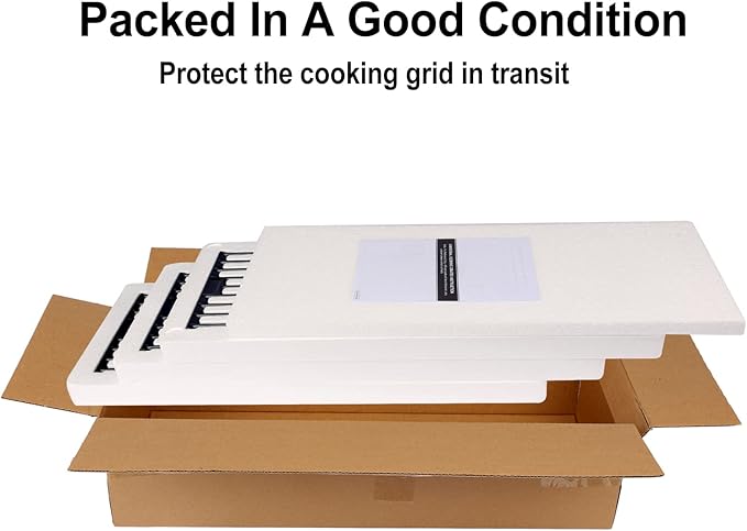 Hisencn Porcelain Cast Iron Cooking Grates for Char-Griller Duo 5050, 3001, 5650, 3008, 3030, 3725, 4000, 2121, King Griller 3008 5252, 19.75 inch Coated Cast Iron Grill Grids Replacement