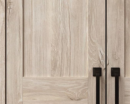 Sauder 2-Door Storage Cabinet, Tall Wooden Organizer, in a Chalk Oak Finish