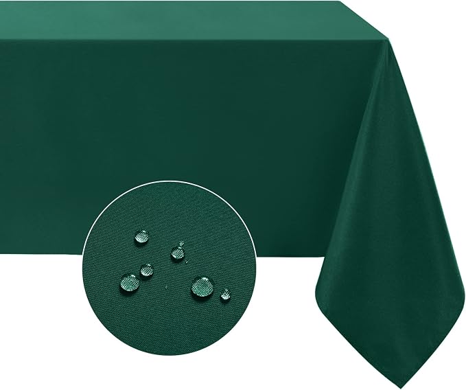 Softalker Rectangle Tablecloth, Waterproof Table Cloths Wrinkle Free Fabric Washable Polyester Table Cover for Dining Tables Party Outdoor Camping Parties Buffet Wedding - 90 x 156 inch, Green