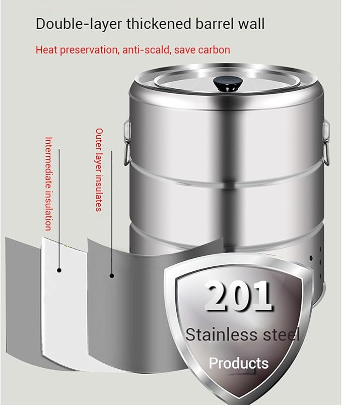 Smokeless Barbecue Hanging Grill, Stainless Steel Charcoal BBQ Stove Charcoal Braised Grill Barrel, Portable 360° All Round Roasting Oven for Outdoor Indoor