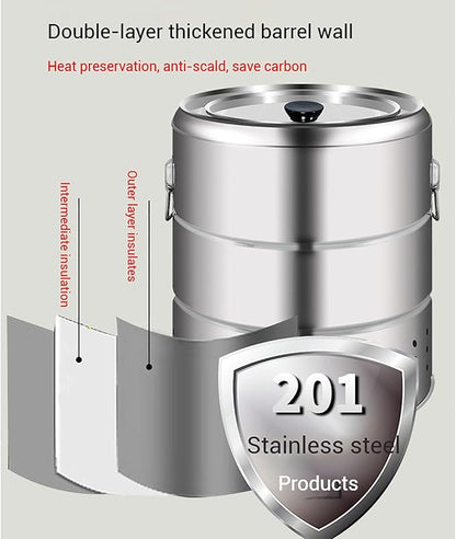 Smokeless Barbecue Hanging Grill, Stainless Steel Charcoal BBQ Stove Charcoal Braised Grill Barrel, Portable 360° All Round Roasting Oven for Outdoor Indoor