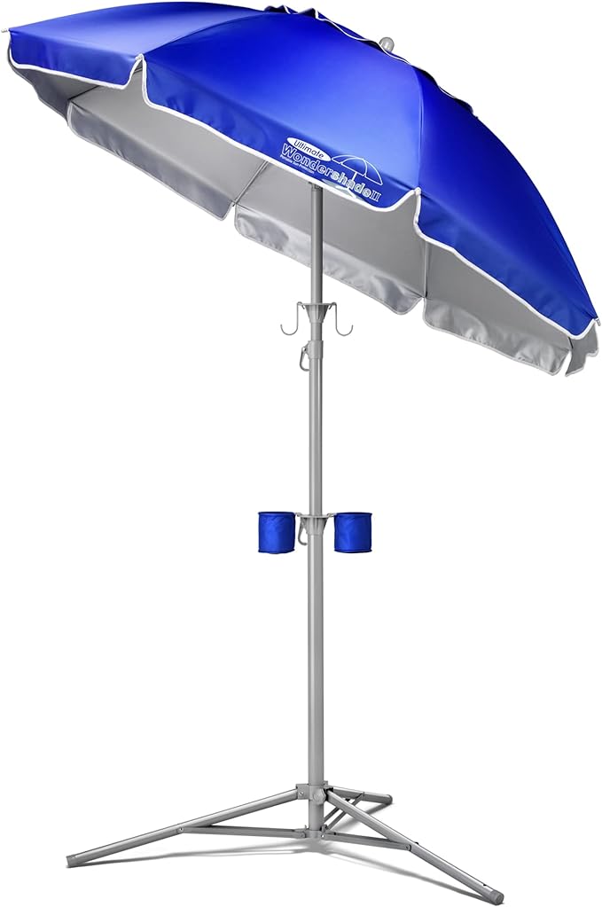 Wondershade Ultimate Portable Sun Shade Umbrella – Lightweight Adjustable Outdoor Patio & Beach Umbrella with Tripod Base (Blue)