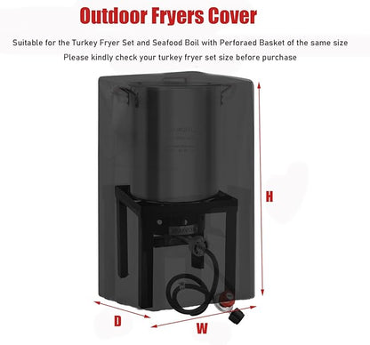 Outdoor Fryers Cover for ROVSUN 30QT Turkey Fryer & 10QT Fish Fryer Kit, Waterproof Deep Fryer Cover for Outdoor Cooking -11" D x 24" W x 32" H