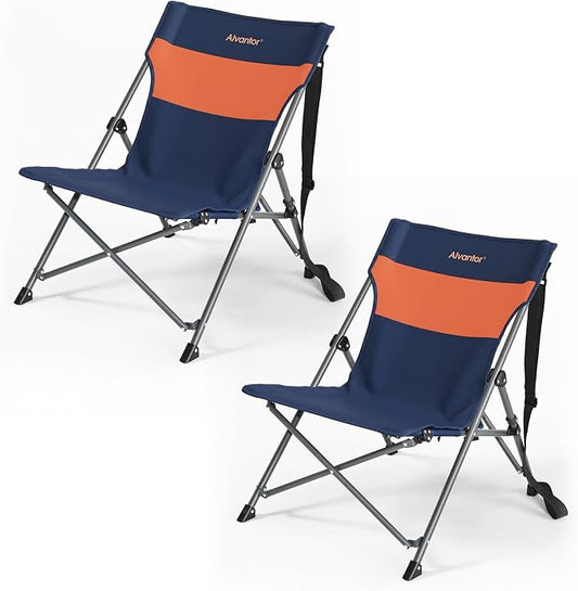 Alvantor® Camping Chair 2 Pack, High Back Folding Beach Chair Breathable for Outdoor, Ergonomic Backrest, Easy Use Portable Lawn Chair Seat for Travel, Sports Events, 20"x28"x28"