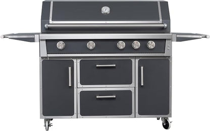 LPG 4 Cast Burners Outdoor Kitchen Grill Island, 99,000 BTU, Grey Painting
