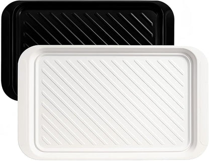 TP 17" x 10.5" Grilling Prep and Serve Trays, Set of 2, Black&White | Melamine BBQ Trays, Serving Platters for Meats, Raw and Cooked Food Separation, Grill Accessories, Break-resistant