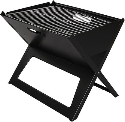 Notebook Charcoal BBQ Grill, Instant Foldable & Easy Portability, For Outdoor Barbecues Camping Traveling Picnics Garden Beach Party Black