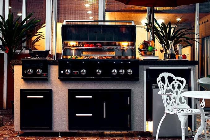WHISTLER Stainless Steel Single Access Door & Double Drawer Combo with Handles for Outdoor Kitchen BBQ Island,33×22×22 Inches,Black