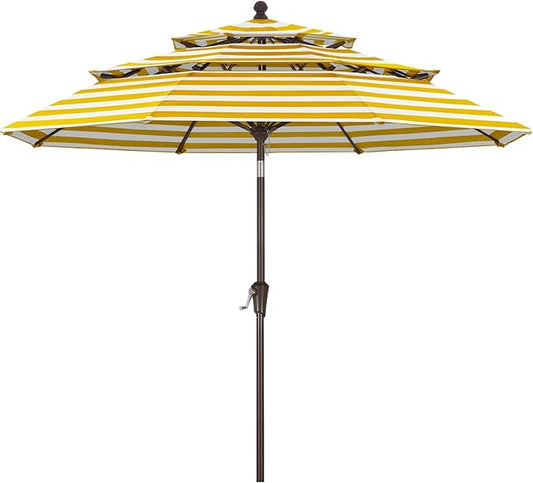 ABCCANOPY 5-Year 10-Year No Fading 9FT 3 Tiers Patio Umbrella, Outdoor Table Umbrella with 8 Sturdy Ribs for Deck, Backyard, Garden, Yard