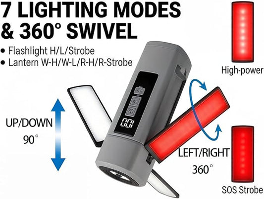 1500LM Telescopic Magnetic Work Light, Rechargeable Foldable LED Inspection Lamp with 7 Modes, Digital Battery Display & Red SOS, Portable Camping Lantern for Car Repair, DIY, Mechanics