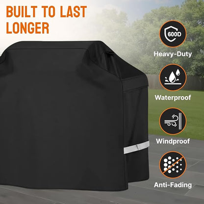 Grill Cover - 65 Inch Heavy Duty BBQ Grill Cover for Outdoor Grill, Waterproof, UV, Fade & Tear Resistant, Gas Grill Cover for Weber Charbroil Genesis Nexgrill and More