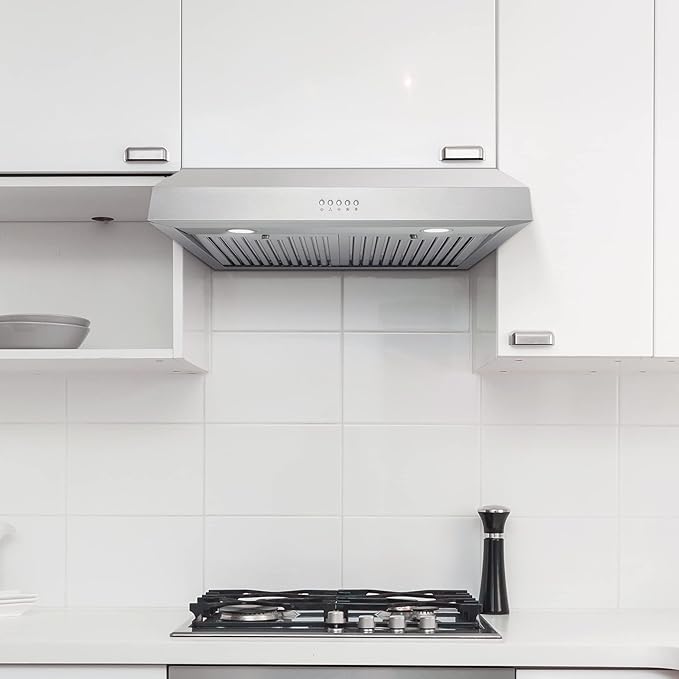 COSMO UC30 29.5 in. Ducted Under Cabinet Range Hood, Kitchen Over Stove Vent, 3-Speed Fan, Permanent Filters, LED Lights in Stainless Steel, 30 inch